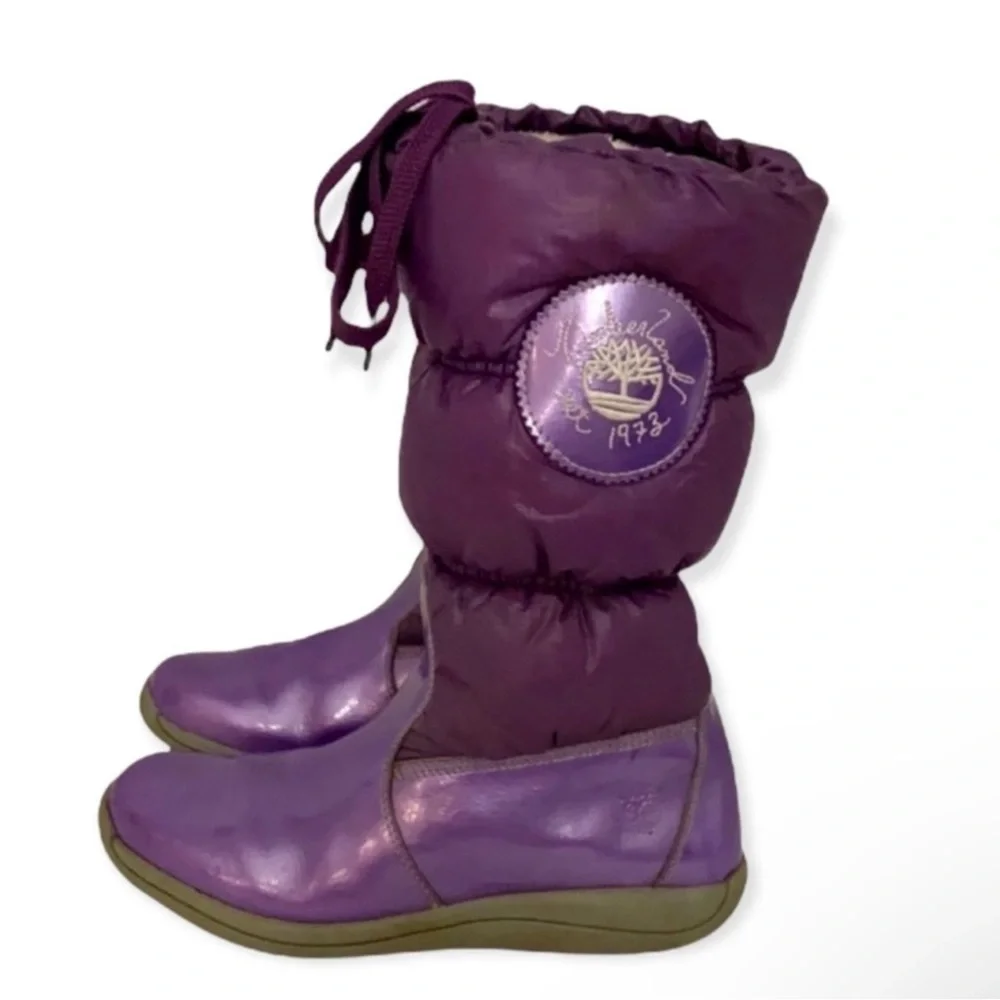 Authentic Timberland purple leather waterproof winter rain boots sz 5.5 big girl